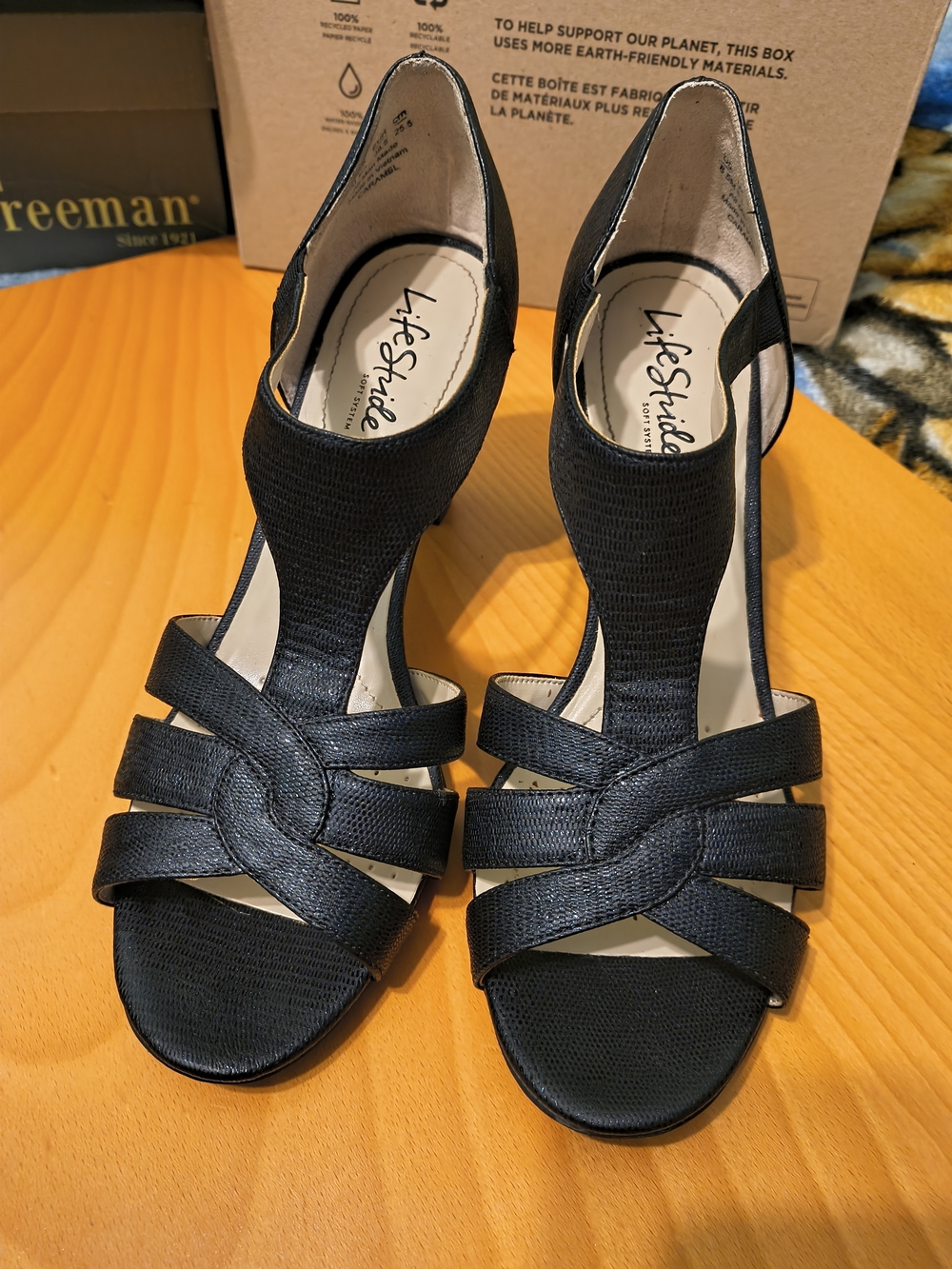 Life Stride Black Women's Strappy Heeled Sandals